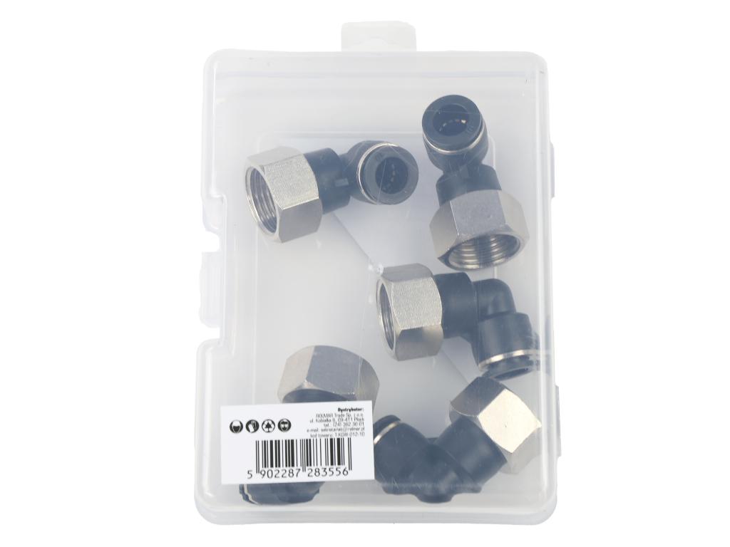 Kolanko wtykowe tekalan (90 stopni) z gwintem wewnętrznym 10mm x 1/2" TEGER, (sprzedawane po 5)