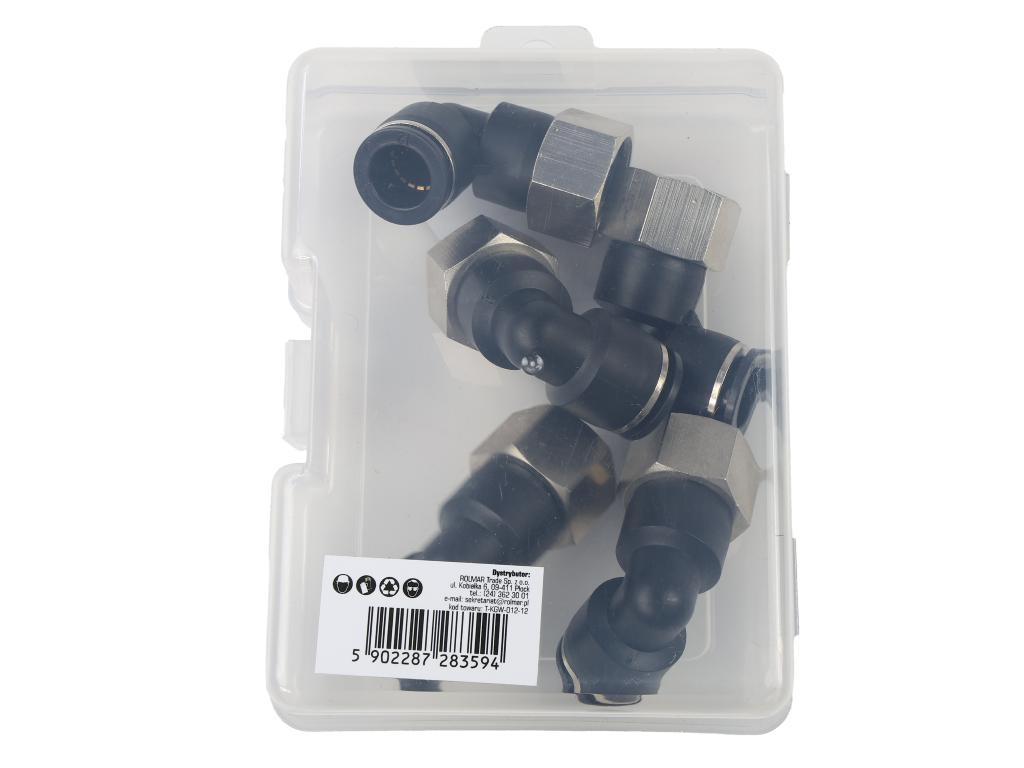Kolanko wtykowe tekalan (90 stopni) z gwintem wewnętrznym 12mm x 1/2" TEGER, (sprzedawane po 5)