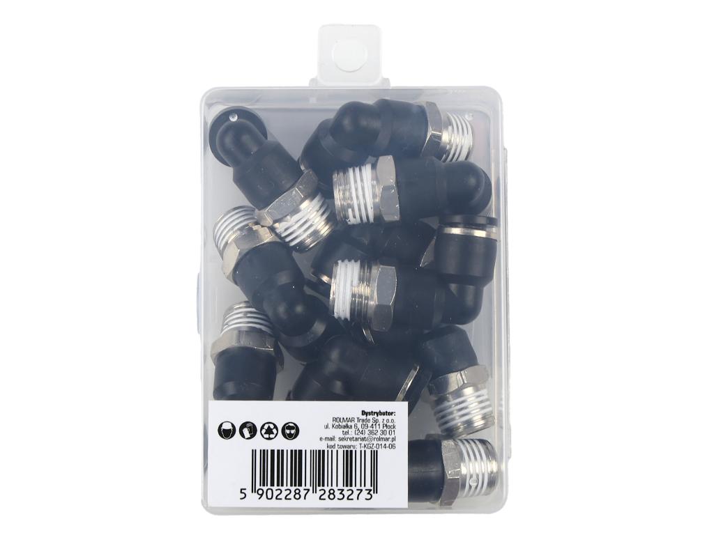 Kolanko wtykowe tekalan (90 stopni) z gwintem zewnętrznym (teflon) 6mm x 1/4" TEGER, (sprzedawane po 10)