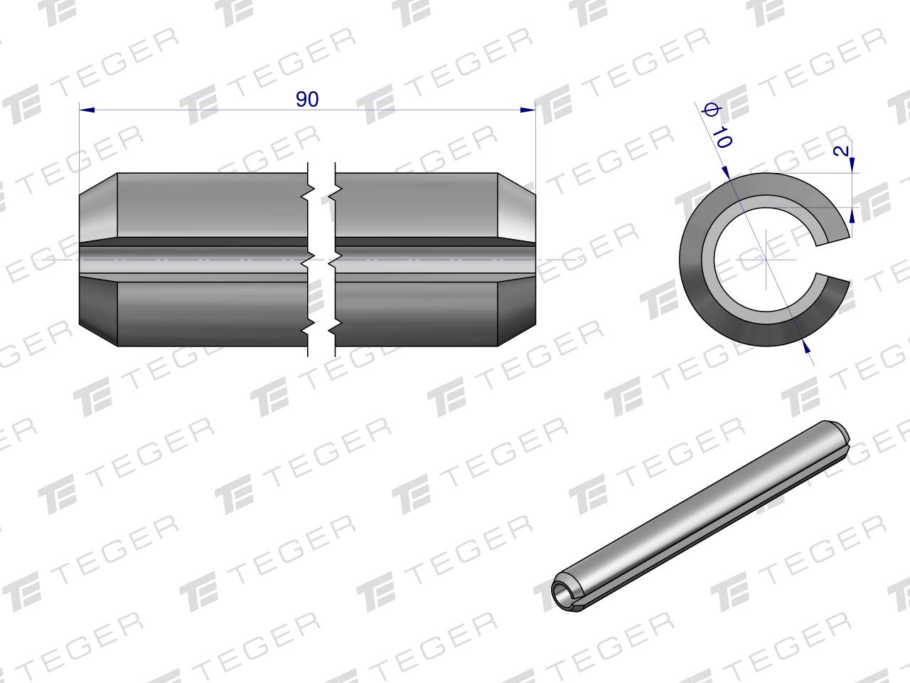 Kołek sprężysty 10x90 TEGER, (sprzedawane po 10)