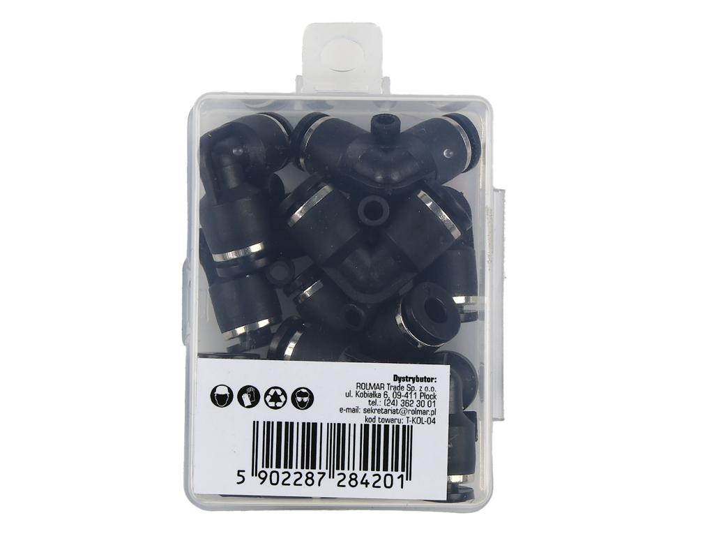 Kolanko wtykowe tekalan (90 stopni) 4mm TEGER, (sprzedawane po 10)