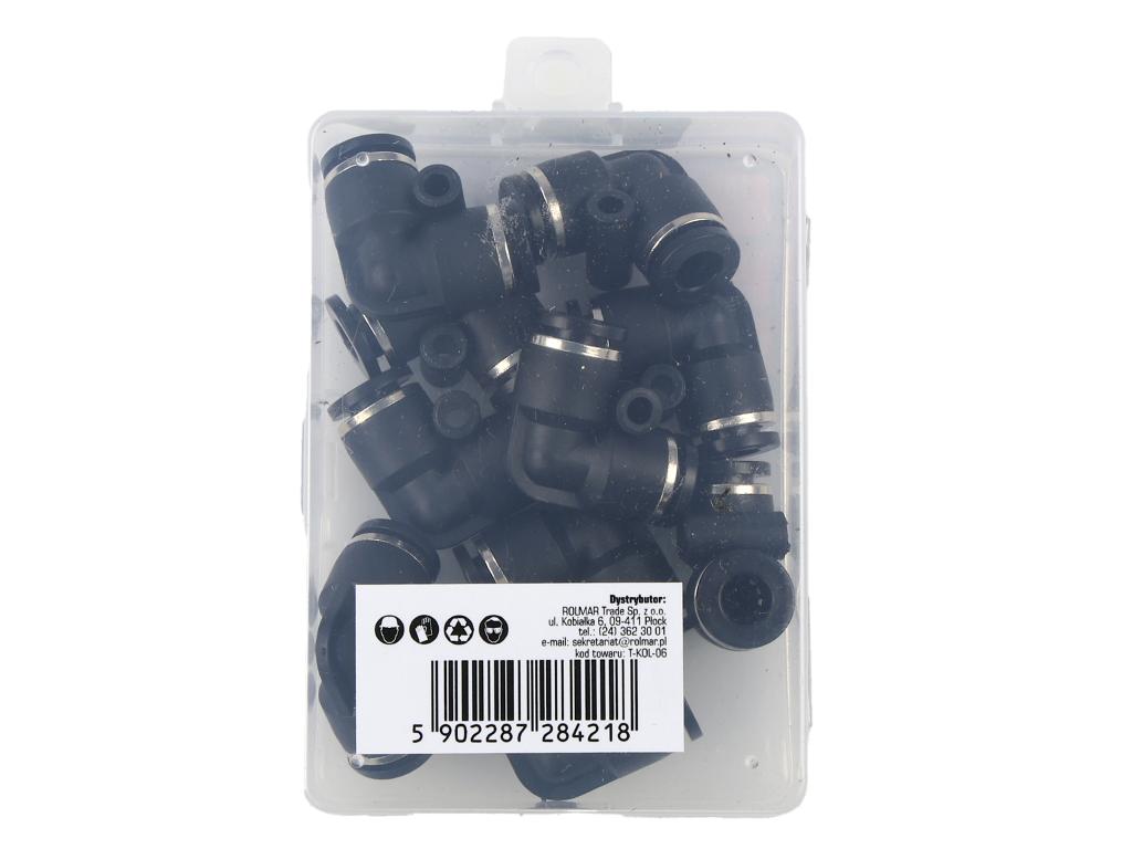 Kolanko wtykowe tekalan (90 stopni) 6mm TEGER, (sprzedawane po 10)
