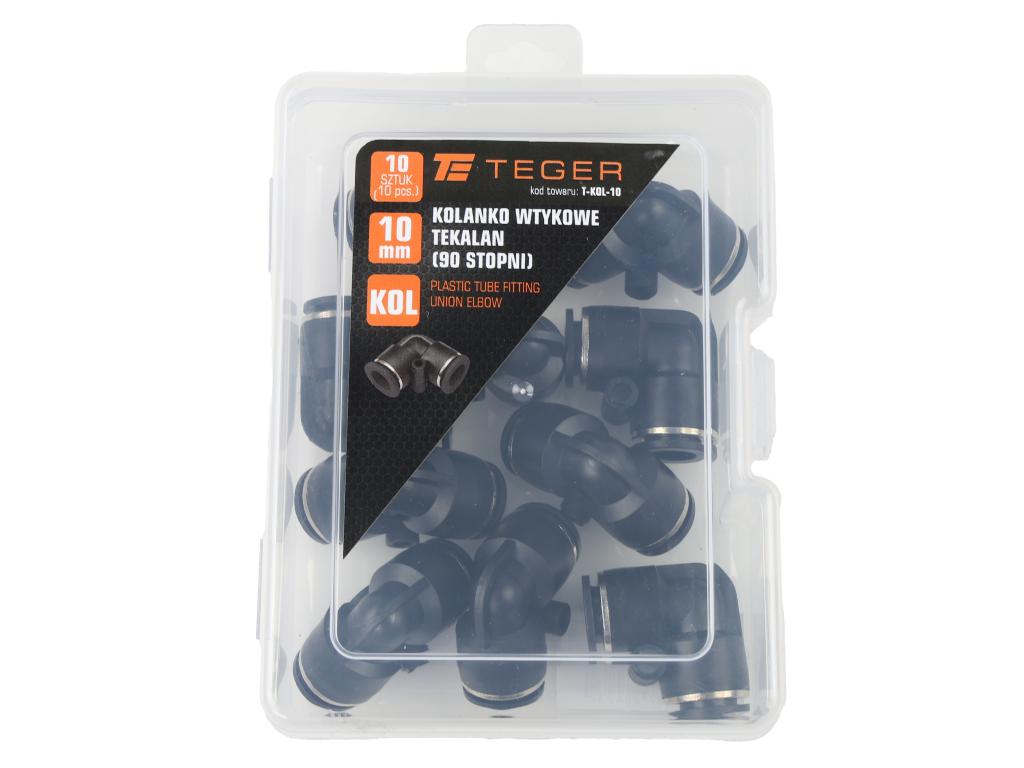 Kolanko wtykowe tekalan (90 stopni) 10mm TEGER, (sprzedawane po 10)