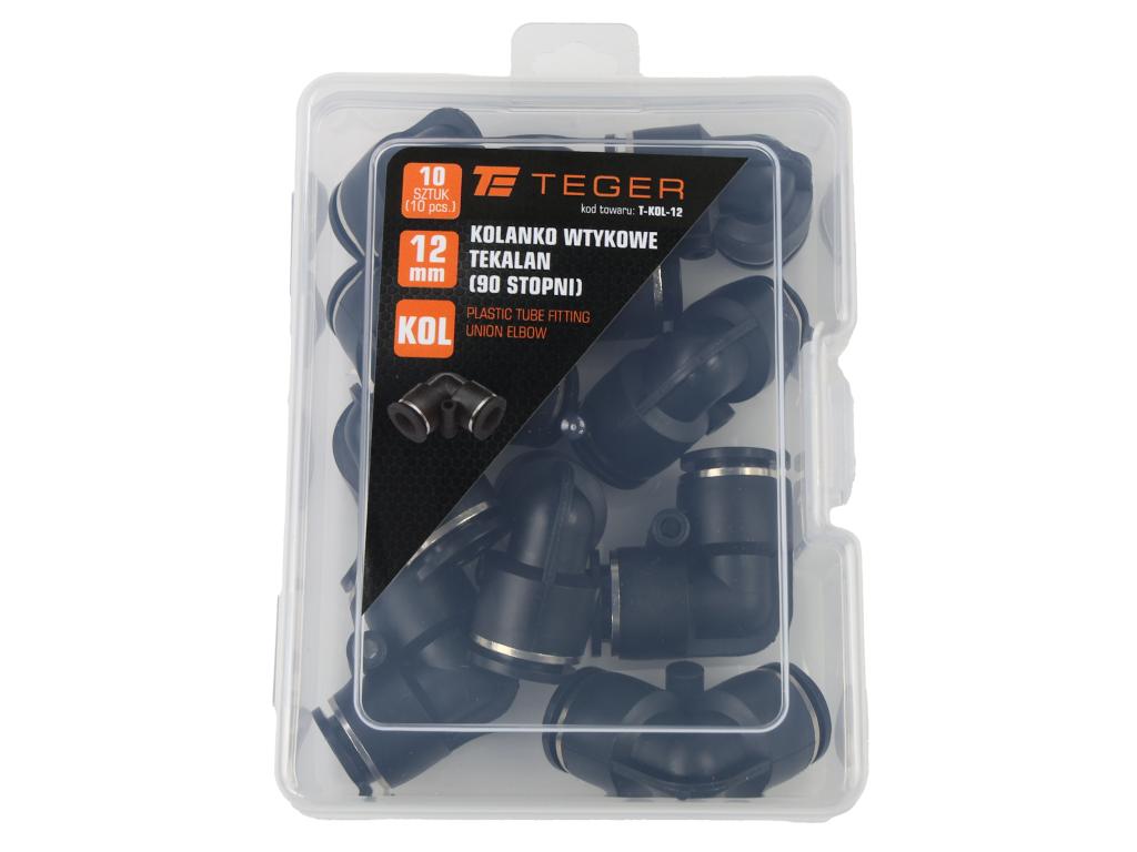 Kolanko wtykowe tekalan (90 stopni) 12mm TEGER, (sprzedawane po 10)
