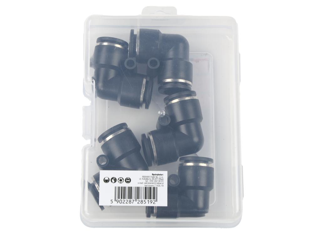 Kolanko wtykowe tekalan (90 stopni) 14mm TEGER, (sprzedawane po 5)