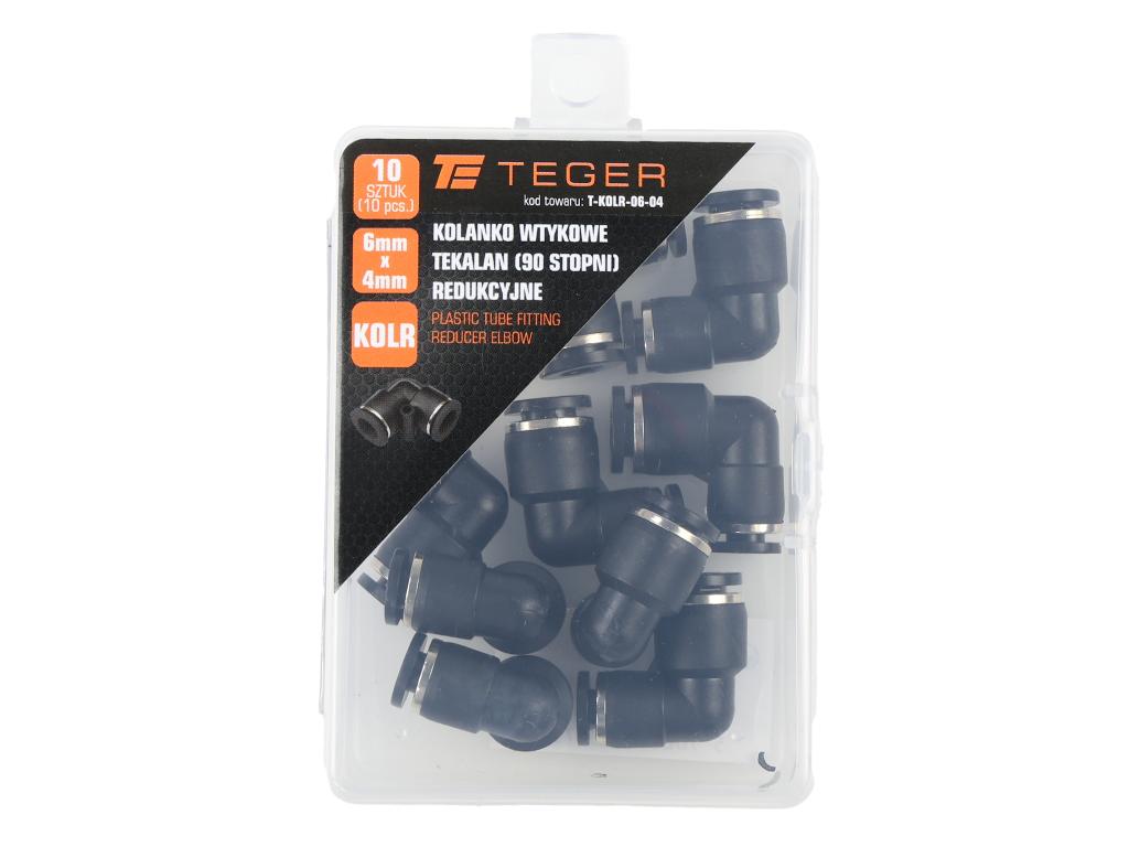 Kolanko wtykowe tekalan (90 stopni) redukcyjne 6mm x 4mm TEGER, (sprzedawane po 10)