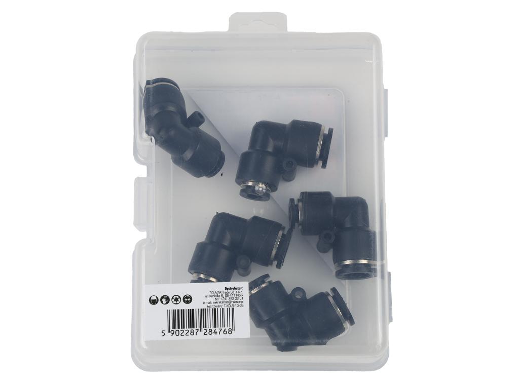 Kolanko wtykowe tekalan (90 stopni) redukcyjne 10mm x 6mm TEGER, (sprzedawane po 5)