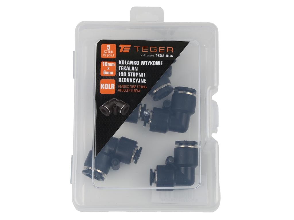 Kolanko wtykowe tekalan (90 stopni) redukcyjne 10mm x 6mm TEGER, (sprzedawane po 5)