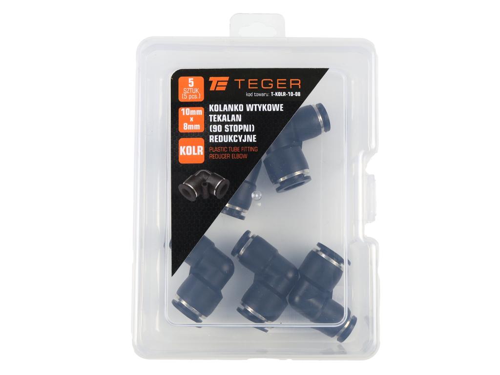 Kolanko wtykowe tekalan (90 stopni) redukcyjne 10mm x 8mm TEGER, (sprzedawane po 5)