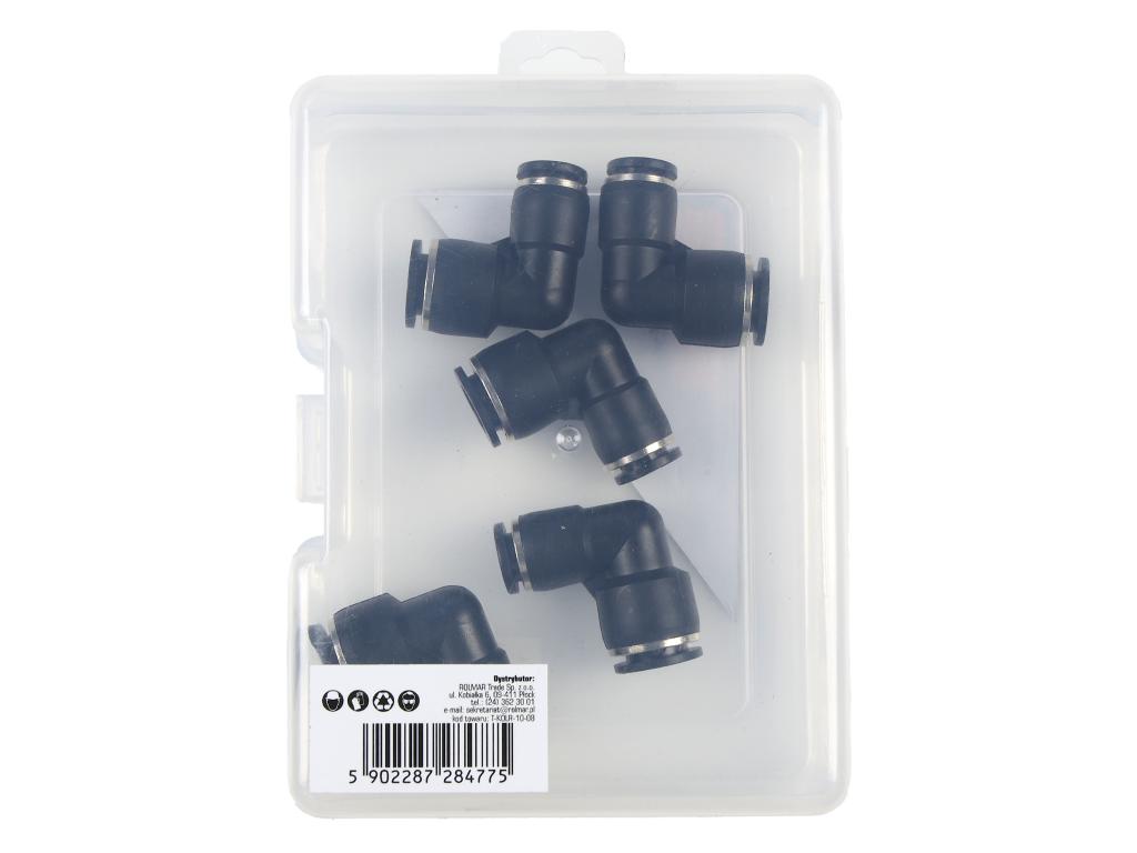 Kolanko wtykowe tekalan (90 stopni) redukcyjne 10mm x 8mm TEGER, (sprzedawane po 5)