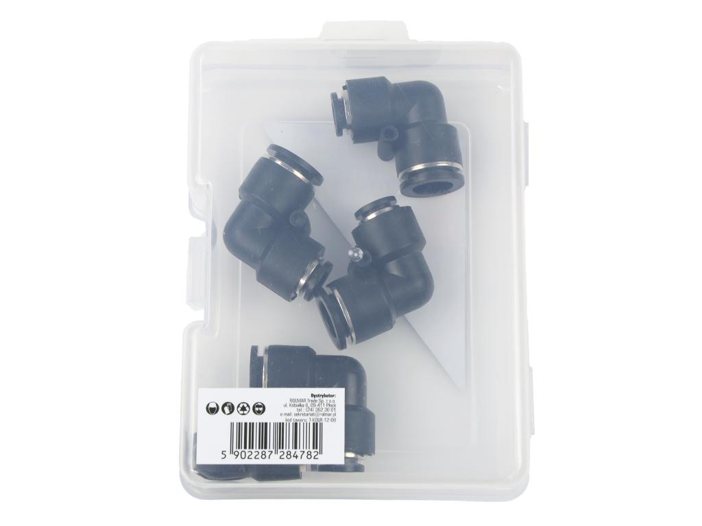 Kolanko wtykowe tekalan (90 stopni) redukcyjne 12mm x 8mm TEGER, (sprzedawane po 5)