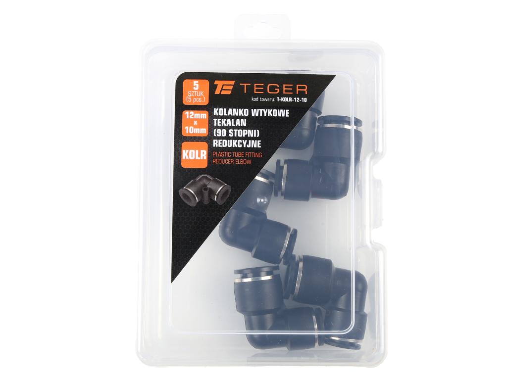 Kolanko wtykowe tekalan (90 stopni) redukcyjne 12mm x 10mm TEGER, (sprzedawane po 5)