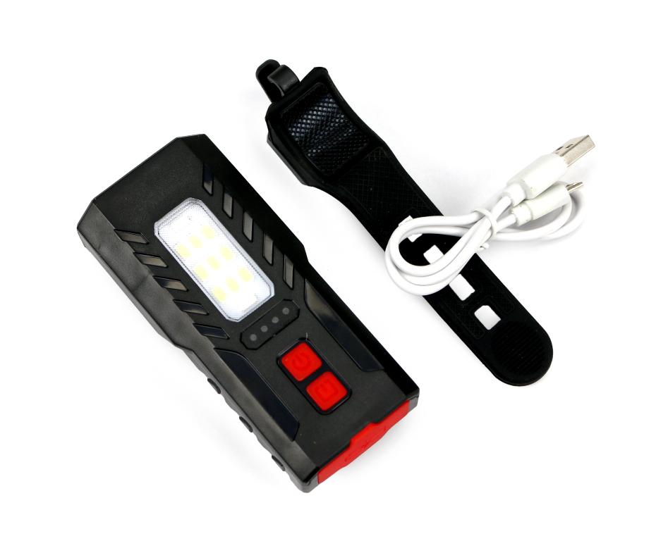 Lampa rowerowa latarka  LED przednia zdwojona z powerbankiem 4000 mAh i funkcją RED ładowana USB Teger