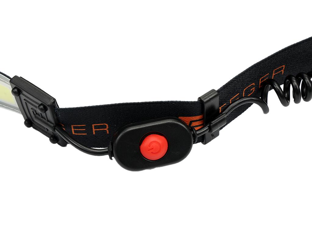 Latarka czołówka,  paskowa SOFT  LED COB  450lm z funkcją RED z tyłu ładowana USB, Teger