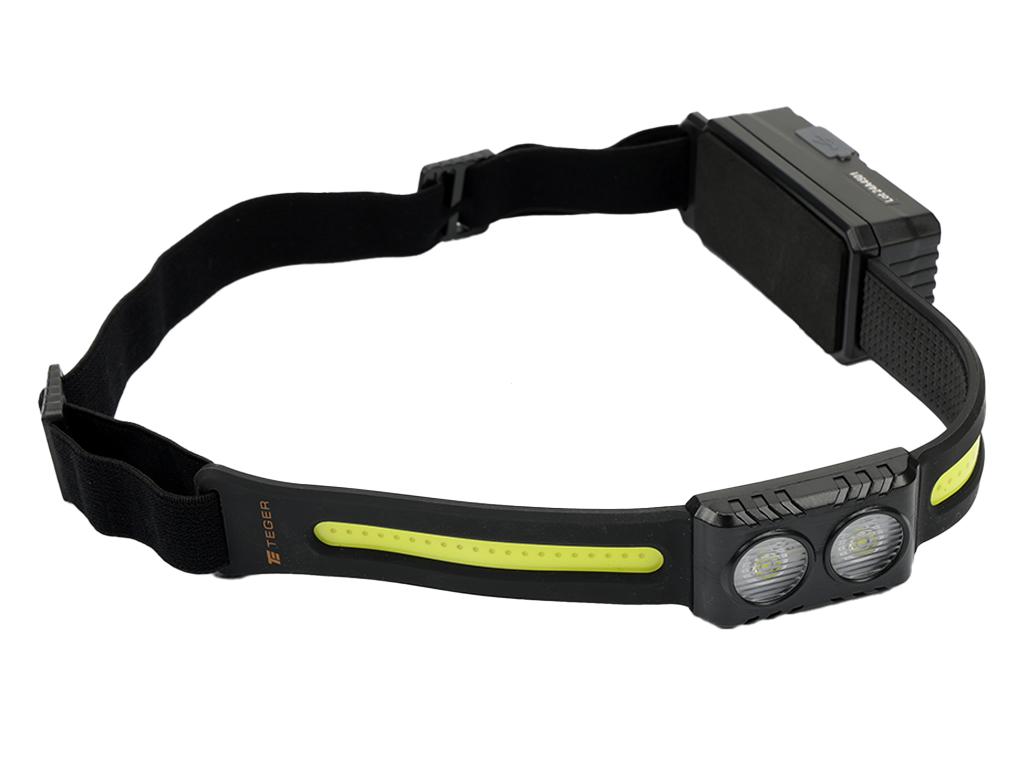 Latarka czołówka,  paskowa SOFT LED COB z aktywacją gestem i podwójnym spotem 500lm 2000mAh USB, Teger