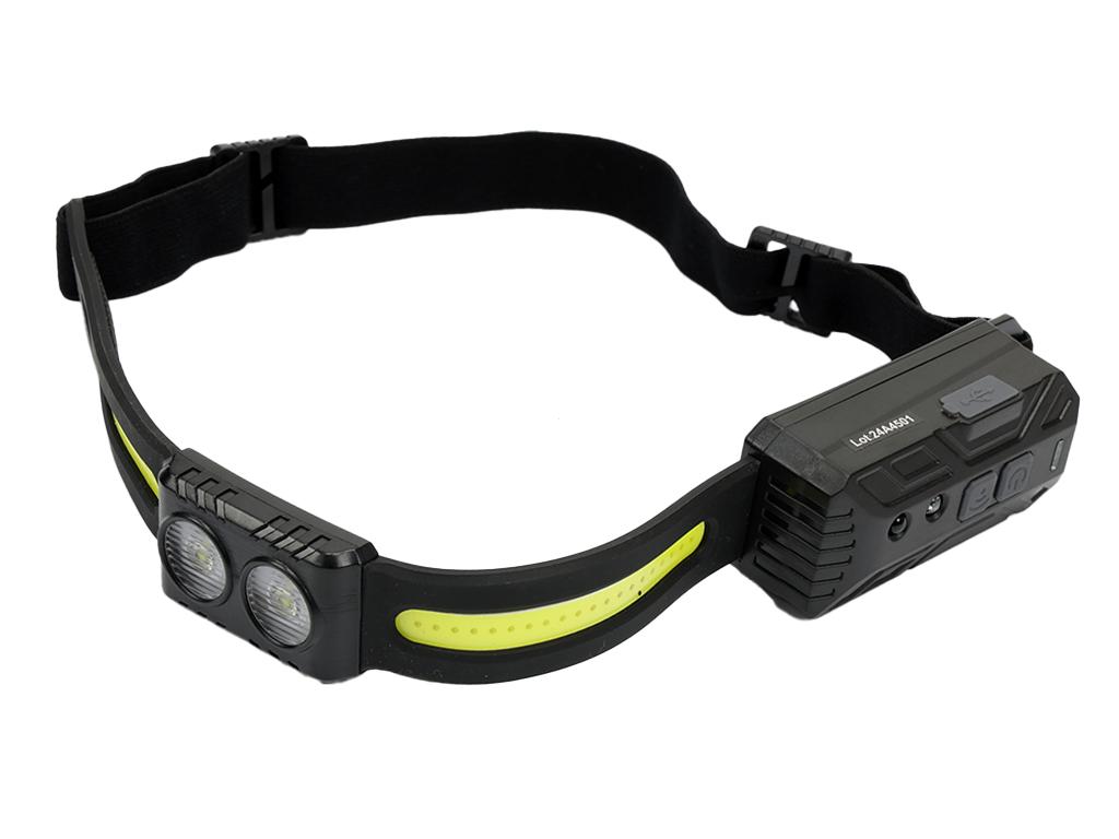 Latarka czołówka,  paskowa SOFT LED COB z aktywacją gestem i podwójnym spotem 500lm 2000mAh USB, Teger