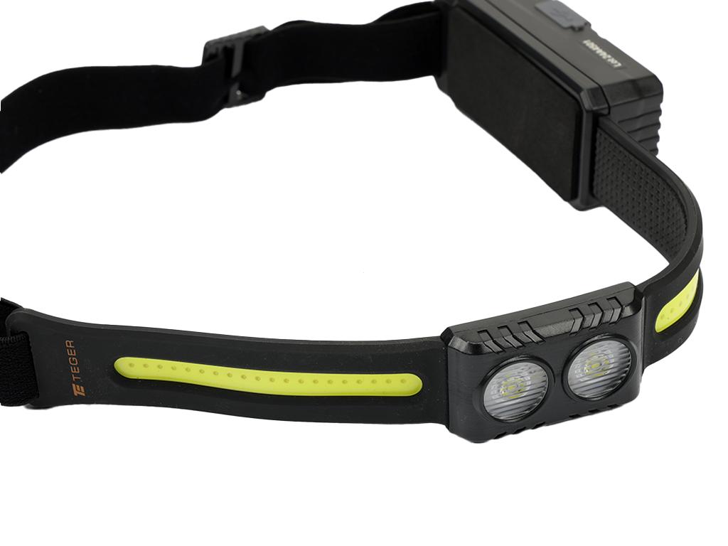 Latarka czołówka,  paskowa SOFT LED COB z aktywacją gestem i podwójnym spotem 500lm 2000mAh USB, Teger