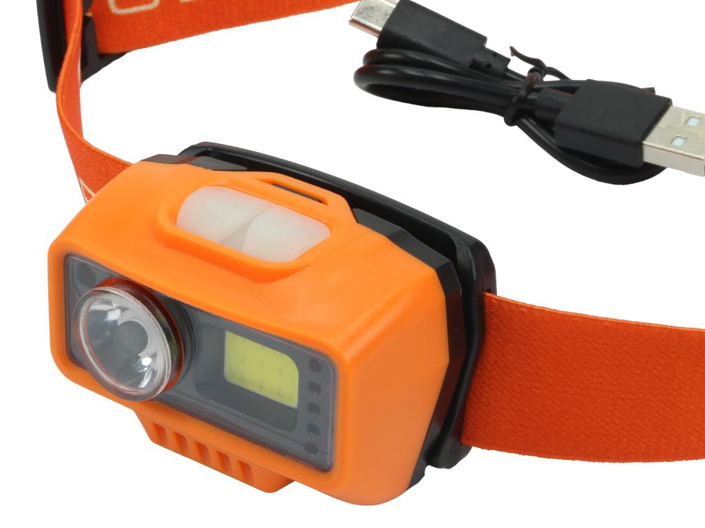 Latarka czołówka LED COB, 500 Lm uruchamiana gestem akumuator 1400 mAh ładowana USB Teger