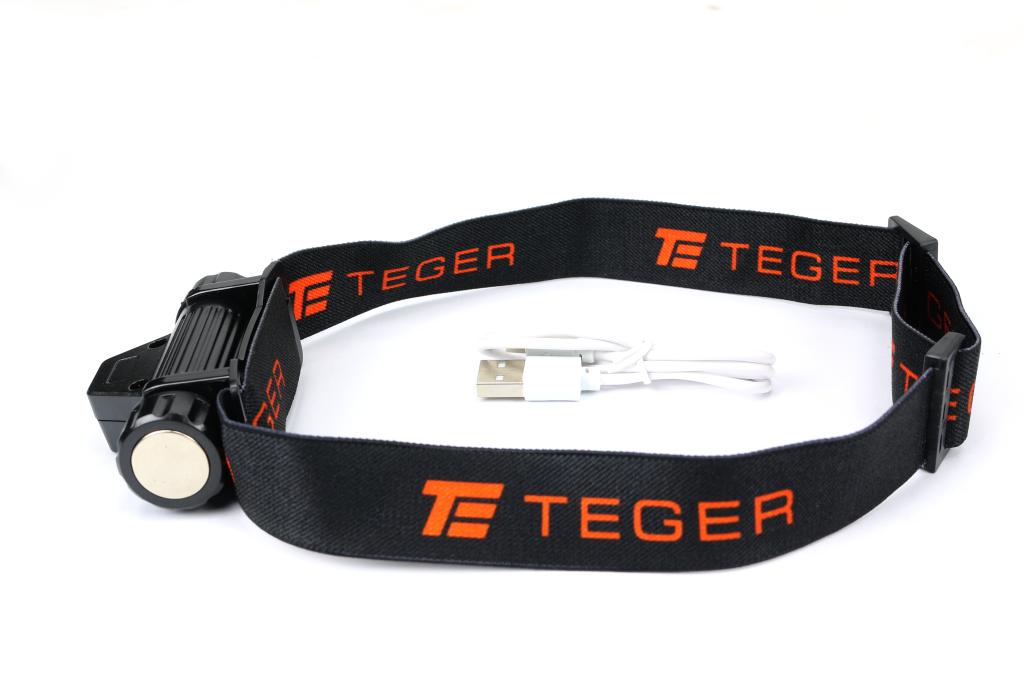 Latarka czołówka LED COB 200 Lm ładowana USB Teger