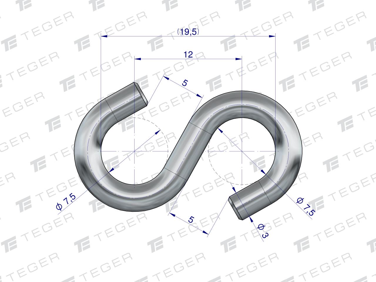 Łącznik typu S 3mm TEGER, (sprzedawane po 10)