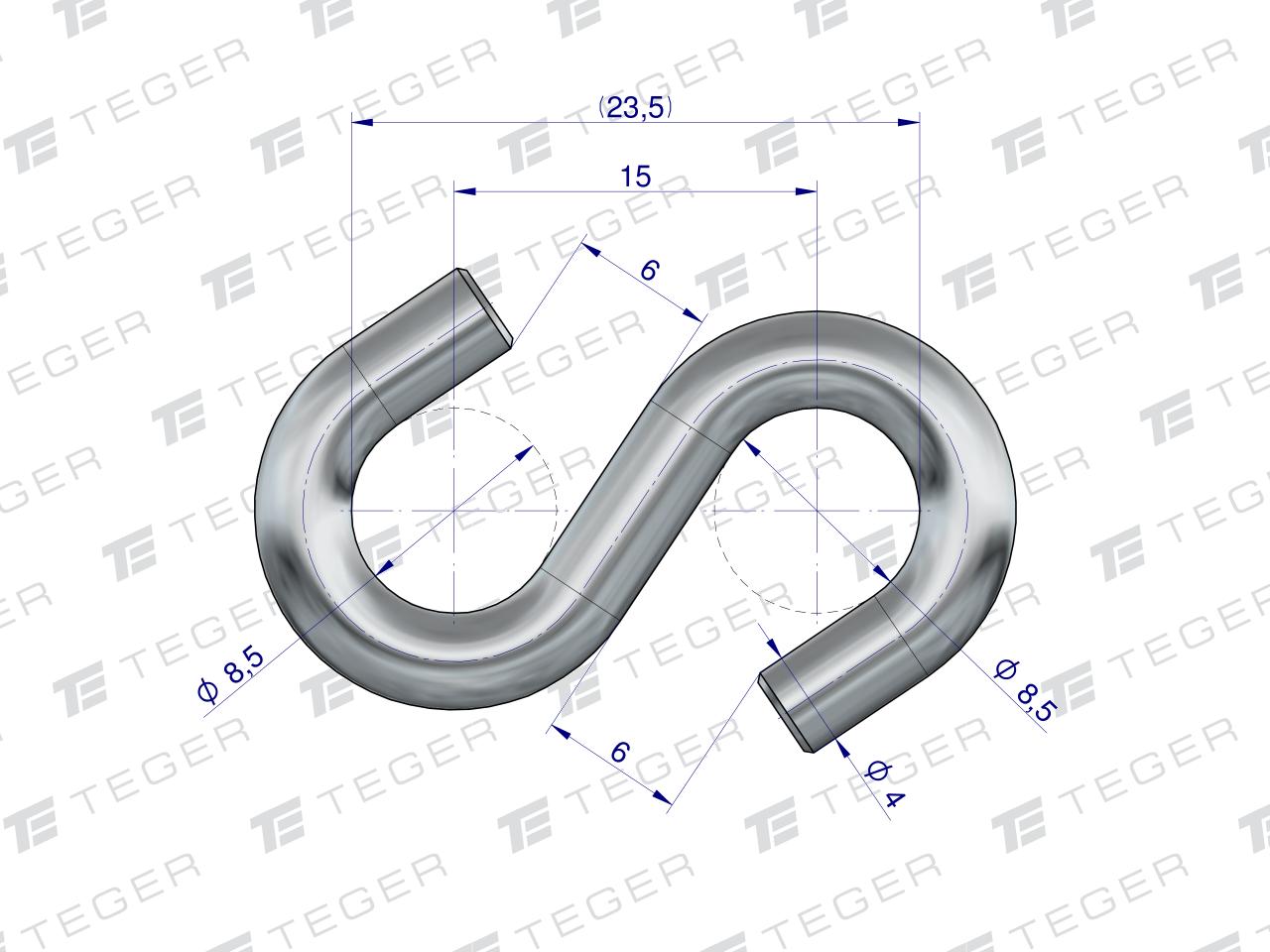 Łącznik typu S 4mm TEGER, (sprzedawane po 10)
