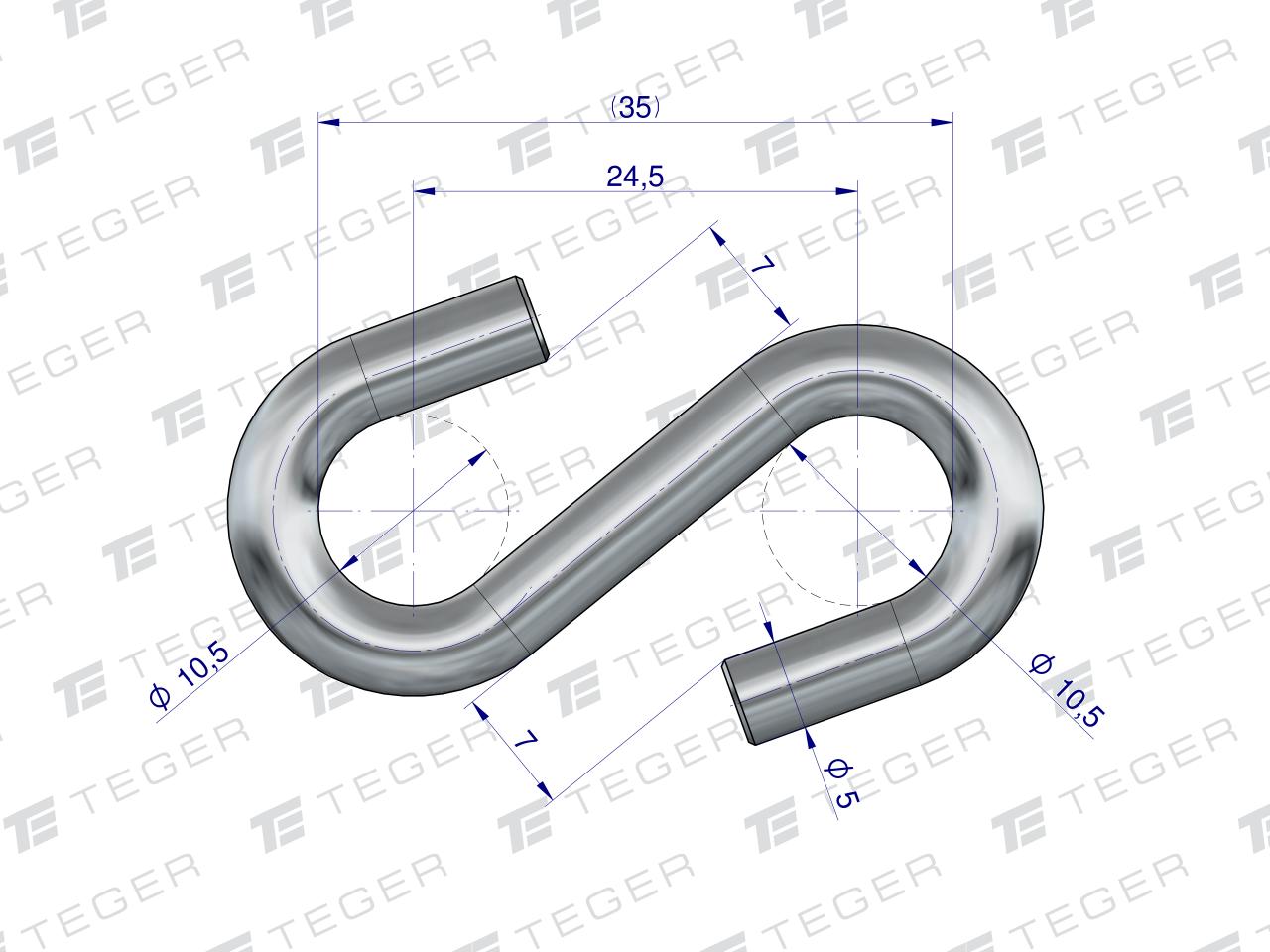 Łącznik typu S 5mm TEGER, (sprzedawane po 10)
