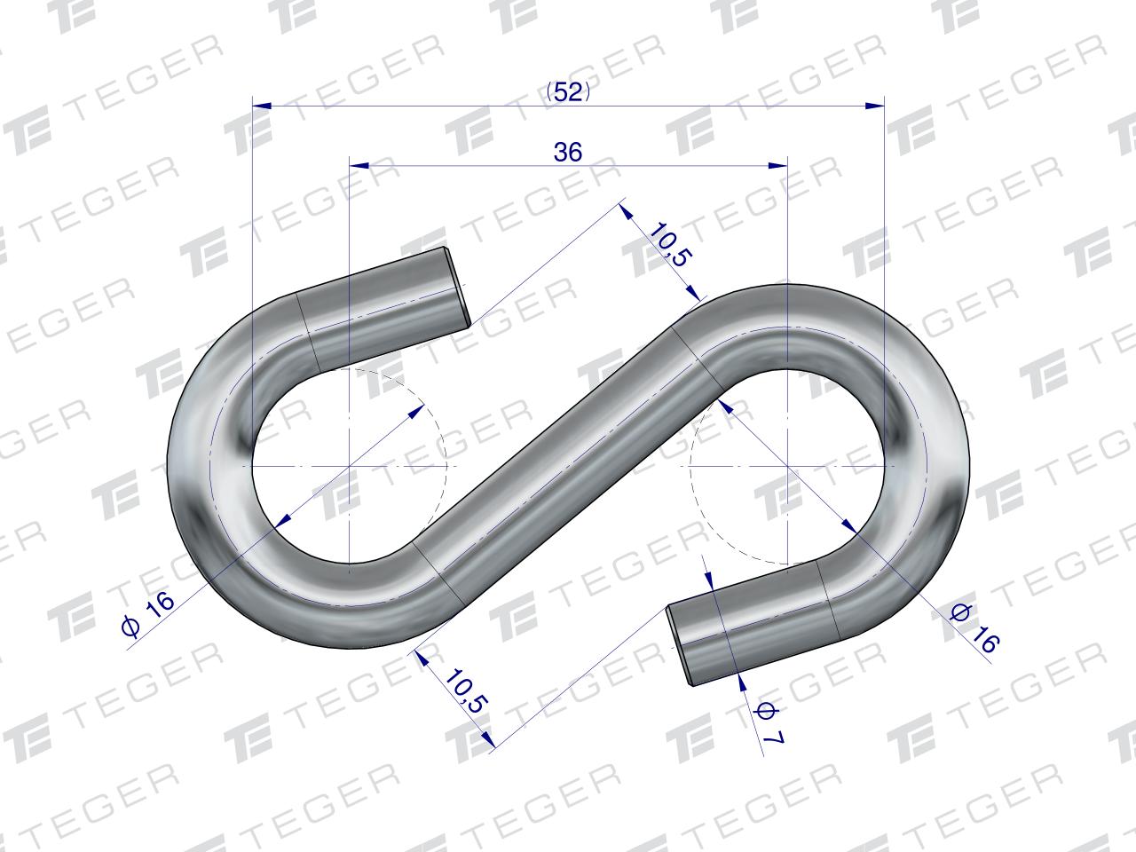 Łącznik typu S 7mm TEGER, (sprzedawane po 10)