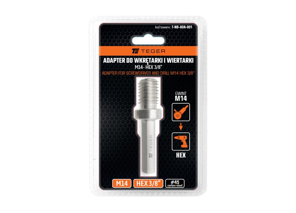 Adapter do wkrętarki i wiertarki M14 HEX 3/8" / TEGER