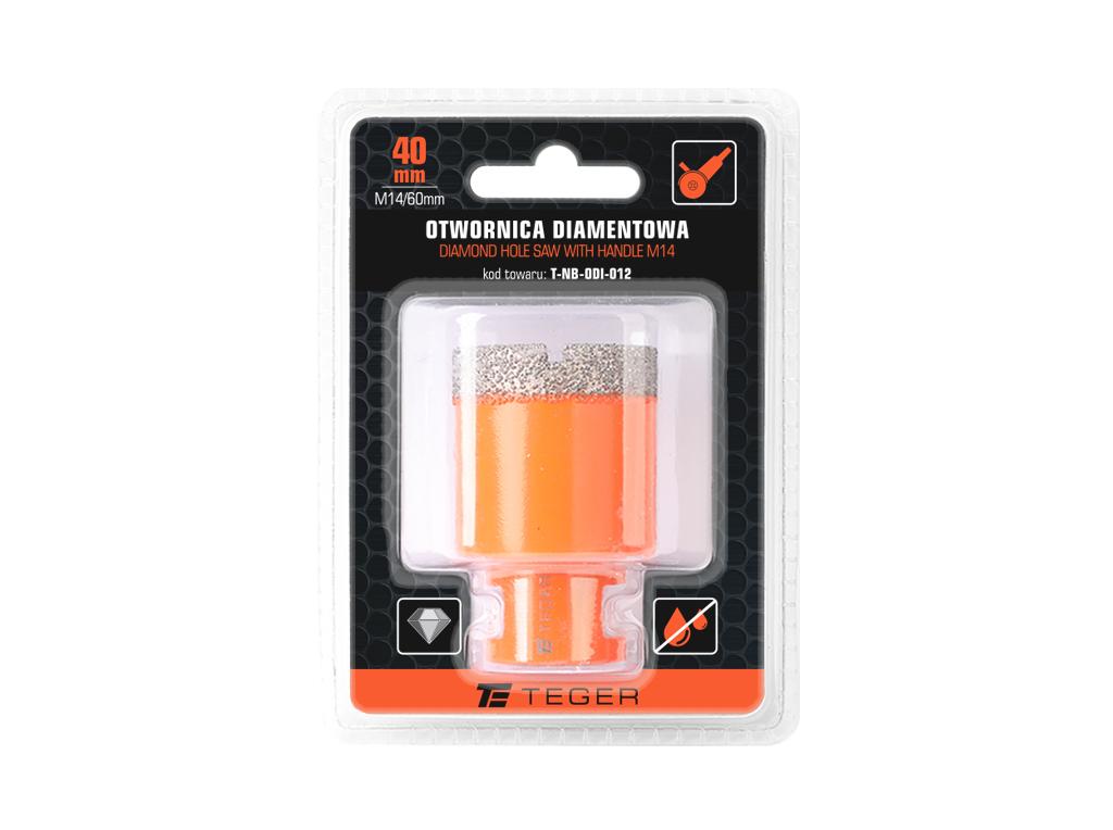 Otwornica diamentowa z uchwytem M14/40 mm / TEGER