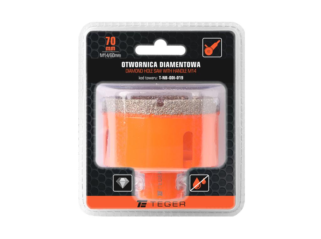 Otwornica diamentowa z uchwytem M14/70 mm / TEGER