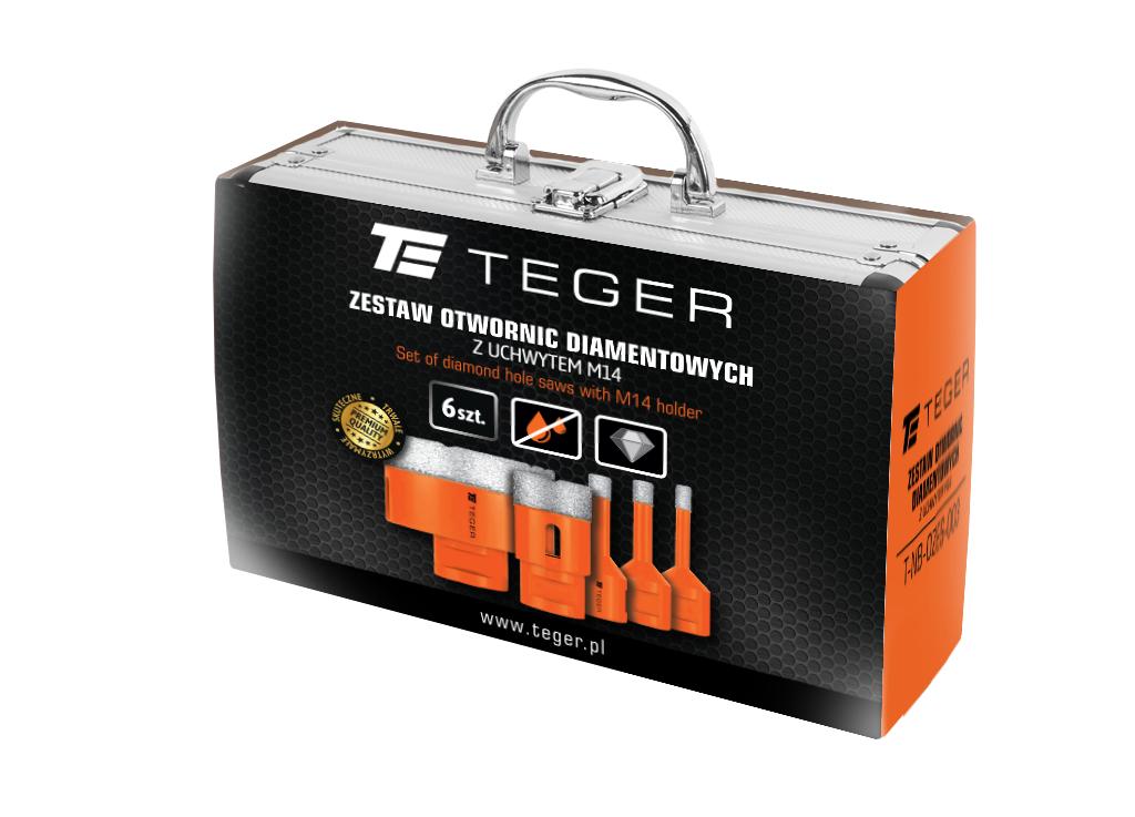 Zestaw otwornic diamentowych z uchwytem M14 6-68mm  6szt. / TEGER