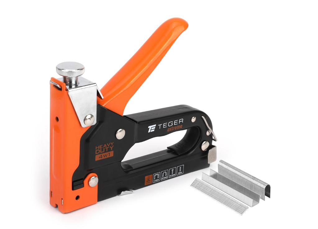 Zszywacz tapicerski HEAVY DUTY 4w1 (typ G/140, S28, NAIL, PIN) / 4-14mm Extreme / TEGER
