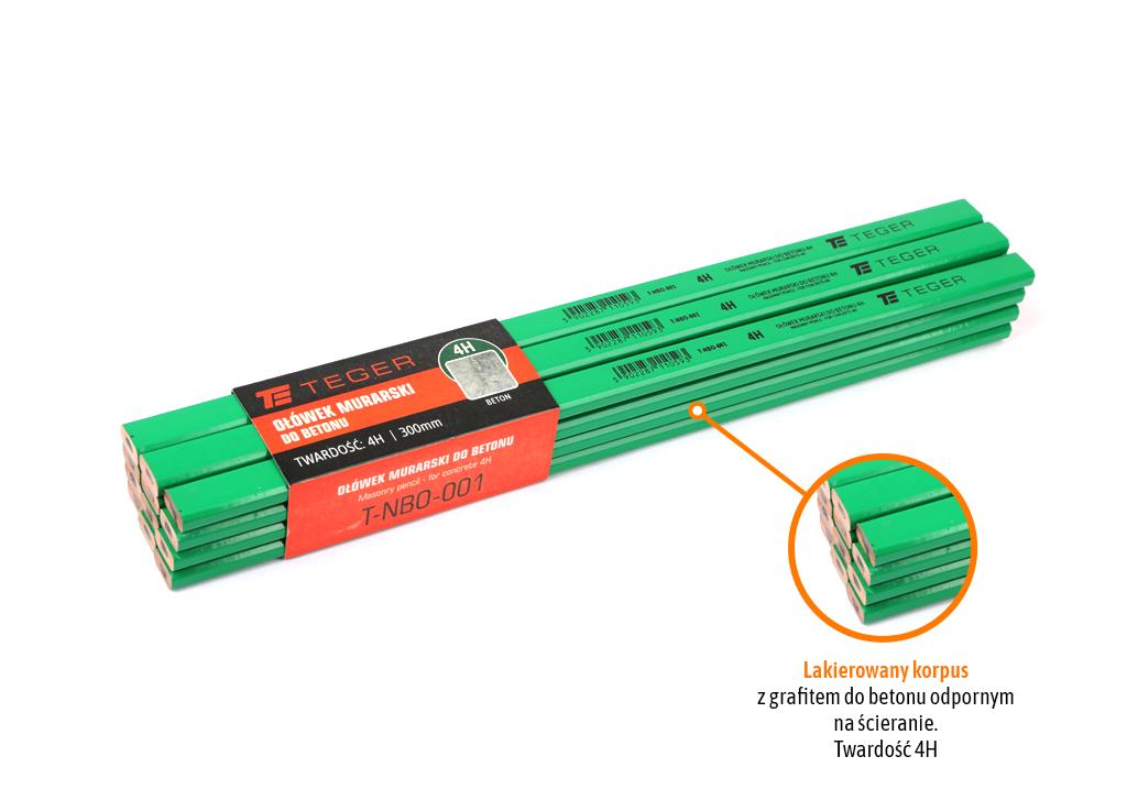 Ołówek murarski - do betonu 4H / 300mm / TEGER (sprzedawane po 12 szt)