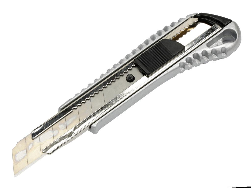 Nożyki łamane 18mm w aluminiowej obudowie w kartoniku ekspozycyjnym (zestaw 24 sztuk) Teger