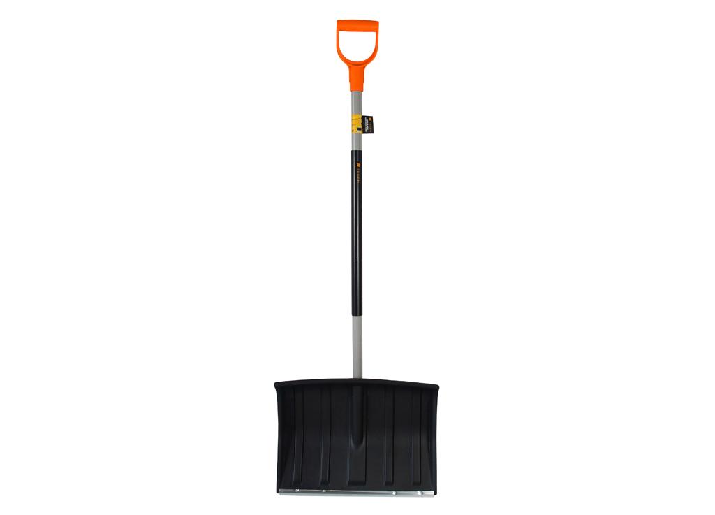 Łopata do śniegu na metalowym trzonku, 480x1200 mm - czarna, Teger