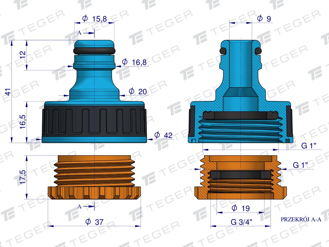 Przyłącze do kranu 3/4" & 1" / TEGER
