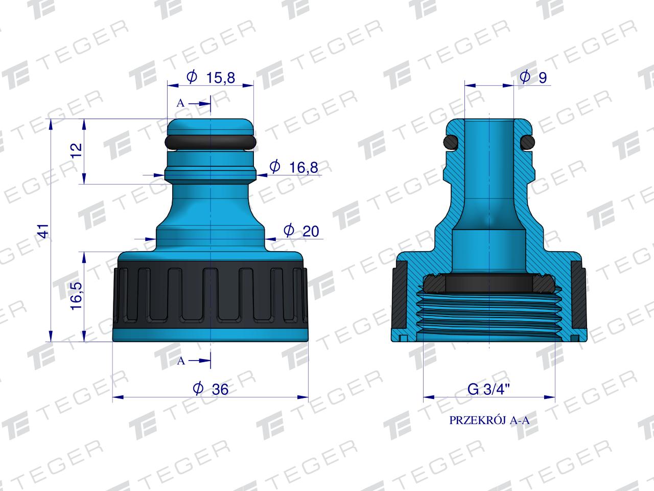 Przyłącze do kranu 3/4" / TEGER