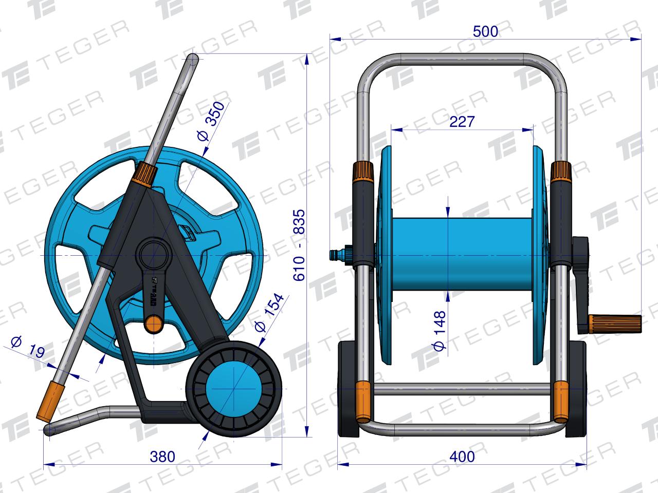 Wózek na wąż - teleskopowy / TEGER