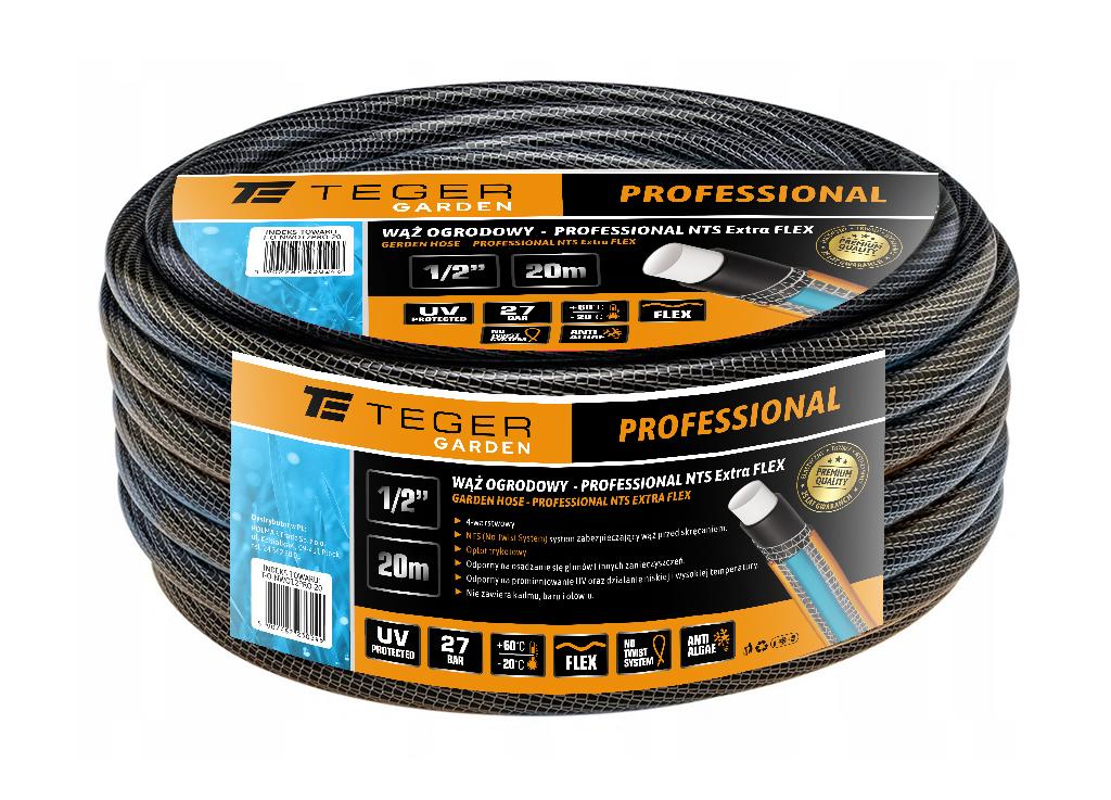 Wąż ogrodowy "PROFESSIONAL- EXTRA FLEX" FI 1/2". 20m / TEGER