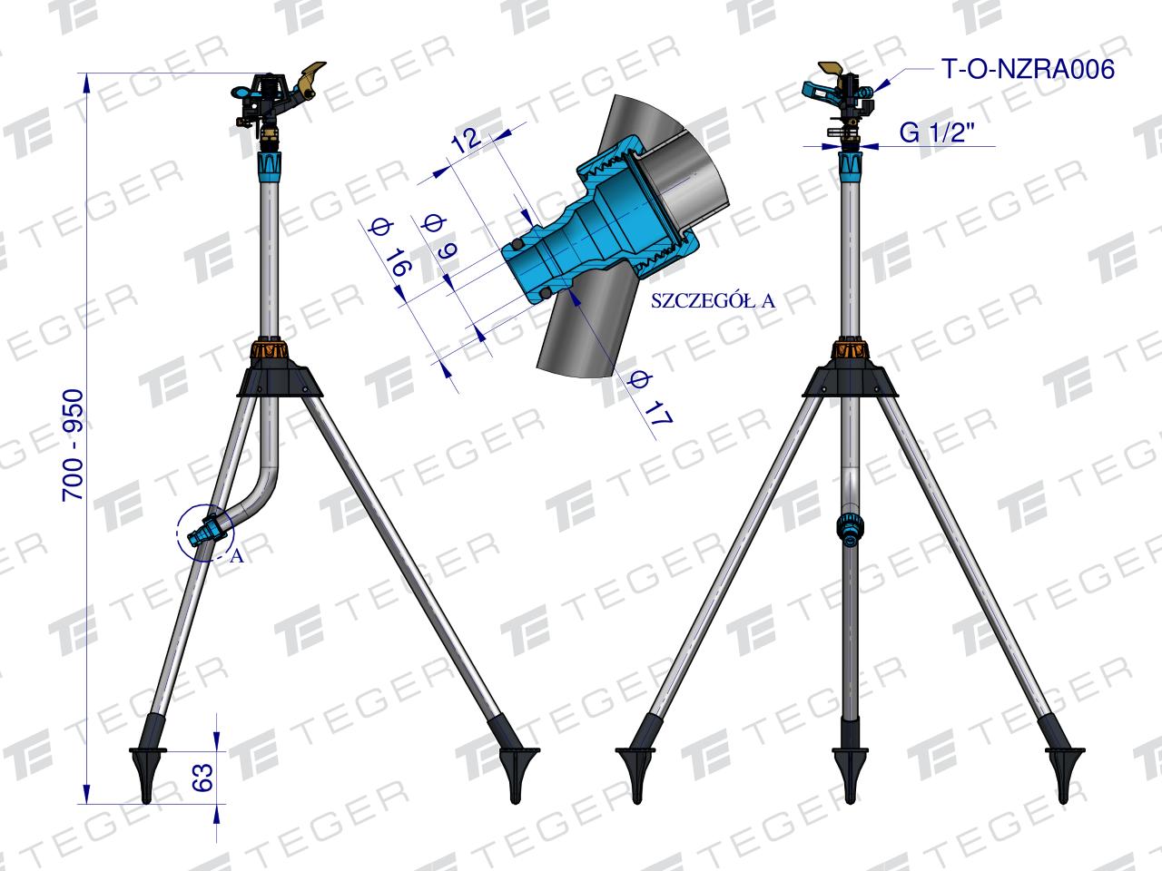 Zraszacz ogrodowy - trójnożny (70-95cm)  / TEGER