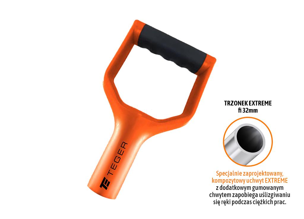 Rączka zapasowa do narzędzi - pomarańczowo-czarna, (na trzonek FI32 Extreme), Teger