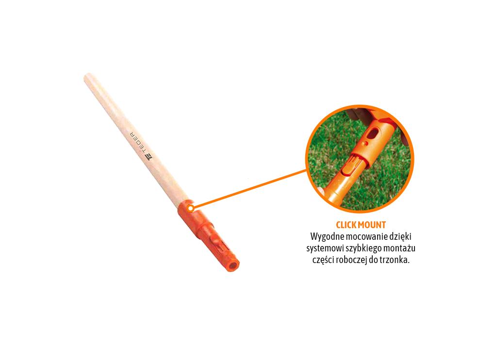 Trzonek drewniany 50cm (mocowanie CLICK) / TEGER (pakowane po 10 szt.)