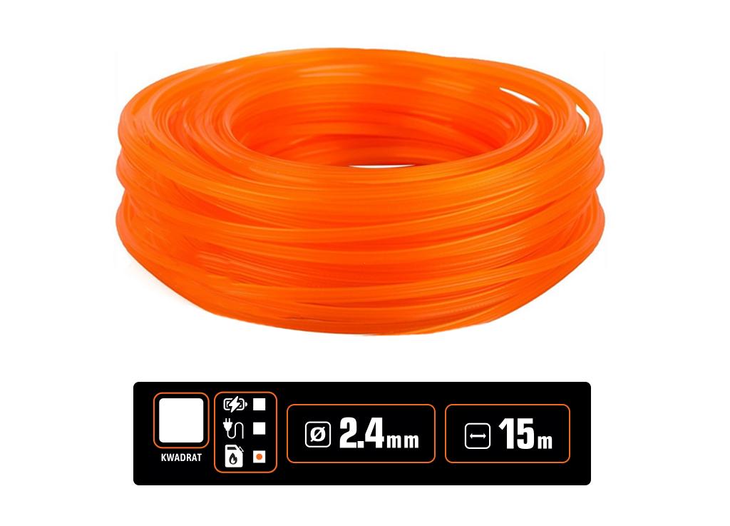 Żyłka tnąca do podkaszarek / Kwadrat / 2.4 mm / 15 m / TEGER