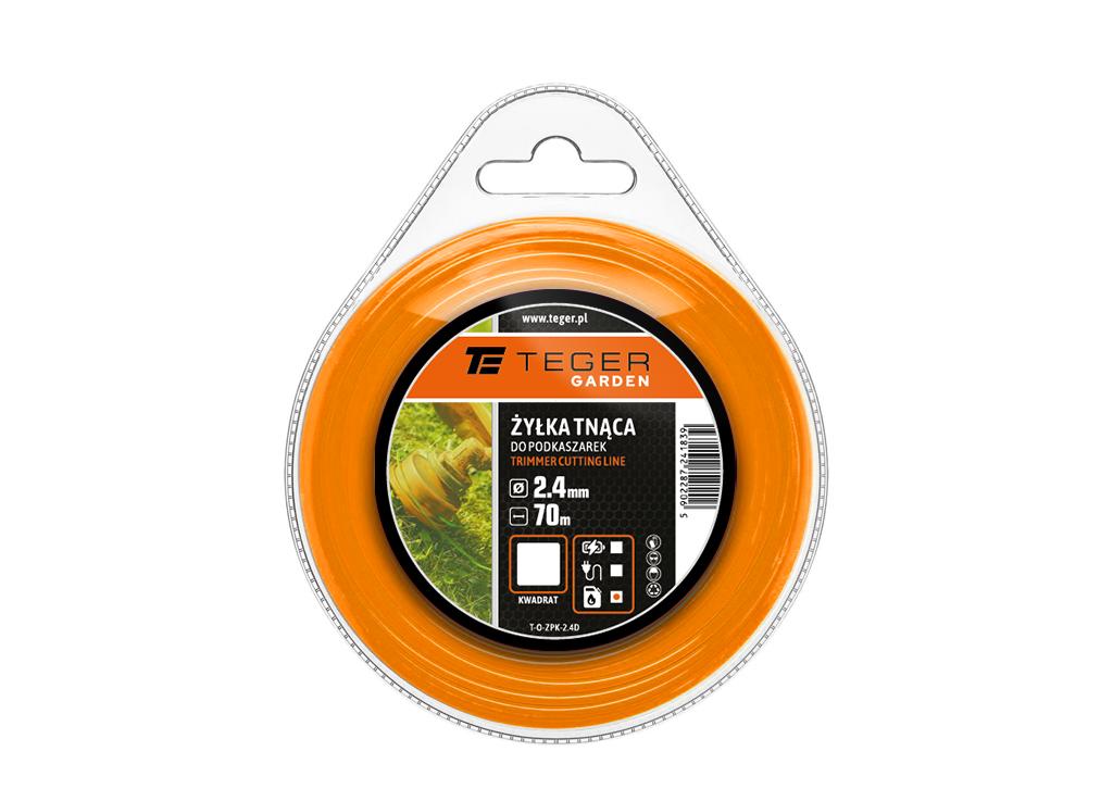 Żyłka tnąca do podkaszarek / Kwadrat / 2.4 mm / 70 m / TEGER