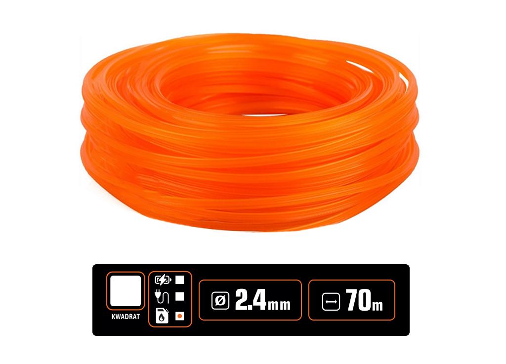 Żyłka tnąca do podkaszarek / Kwadrat / 2.4 mm / 70 m / TEGER