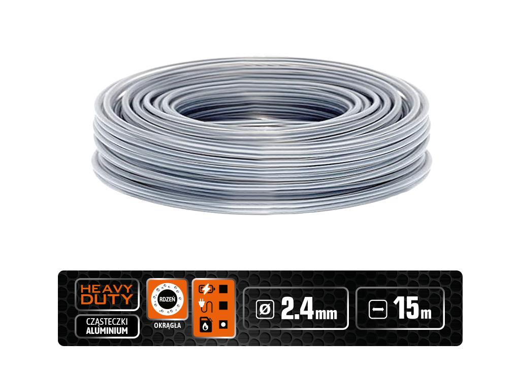 Żyłka tnąca do podkaszarek HEAVY DUTY (z rdzeniem) / Okrągła / 2.4 mm / 15 m Extreme / TEGER