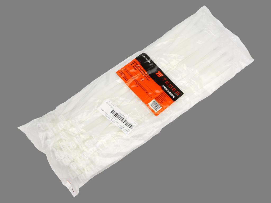 Opaski kablowe, opaska kablowa, opaski zaciskowe, tyrytytki, trytytki, 12.0 x 500mm 100 szt w worku transparentne odporne na UV, Teger
