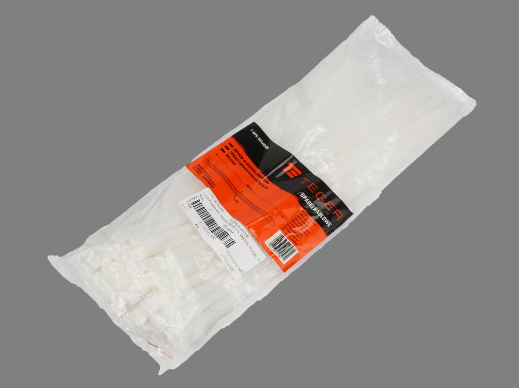 Opaski kablowe, opaska kablowa, opaski zaciskowe, tyrytytki, trytytki, 9.0 x 400mm 100 szt w worku transparentne odporne na UV, Teger