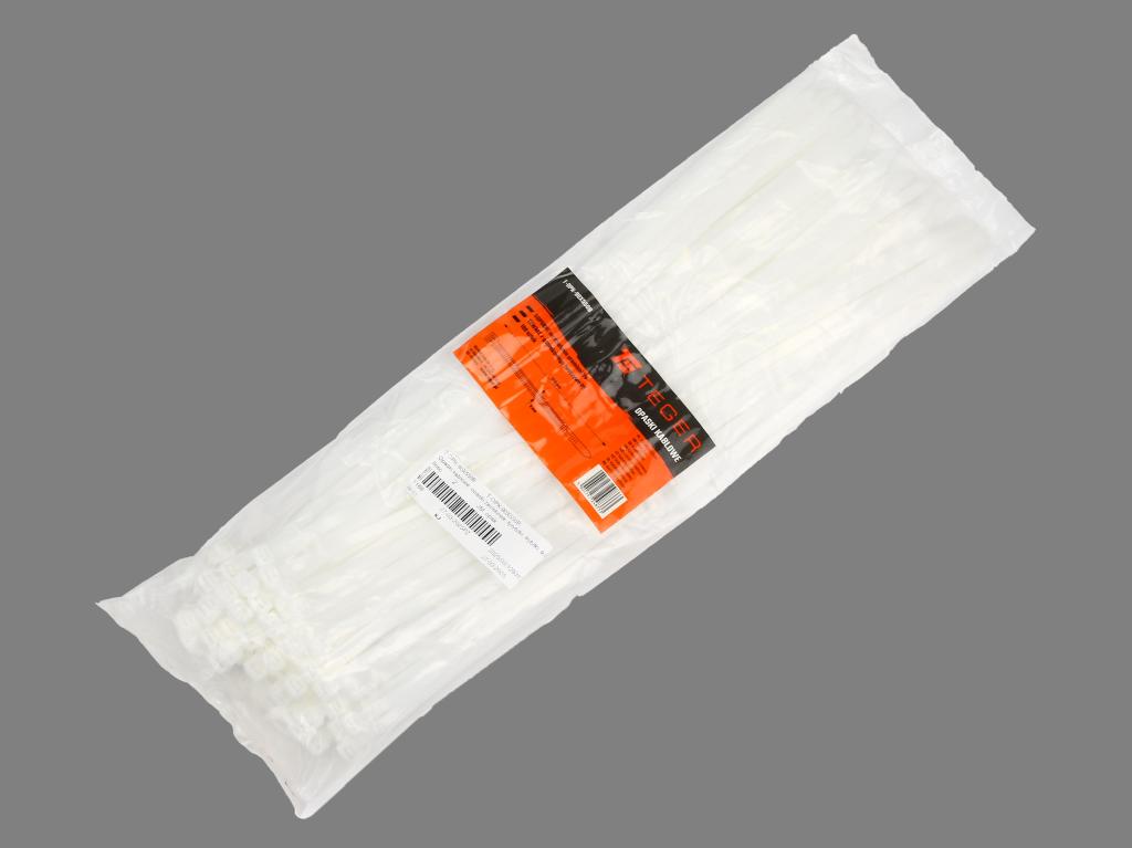 Opaski kablowe, opaska kablowa, opaski zaciskowe, tyrytytki, trytytki, 9.0 x 550mm 100 szt w worku transparentne odporne na UV, Teger