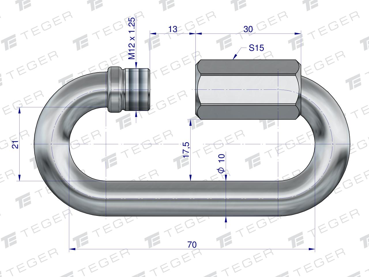 Ogniwo skręcane 10mm TEGER, (sprzedawane po 10)